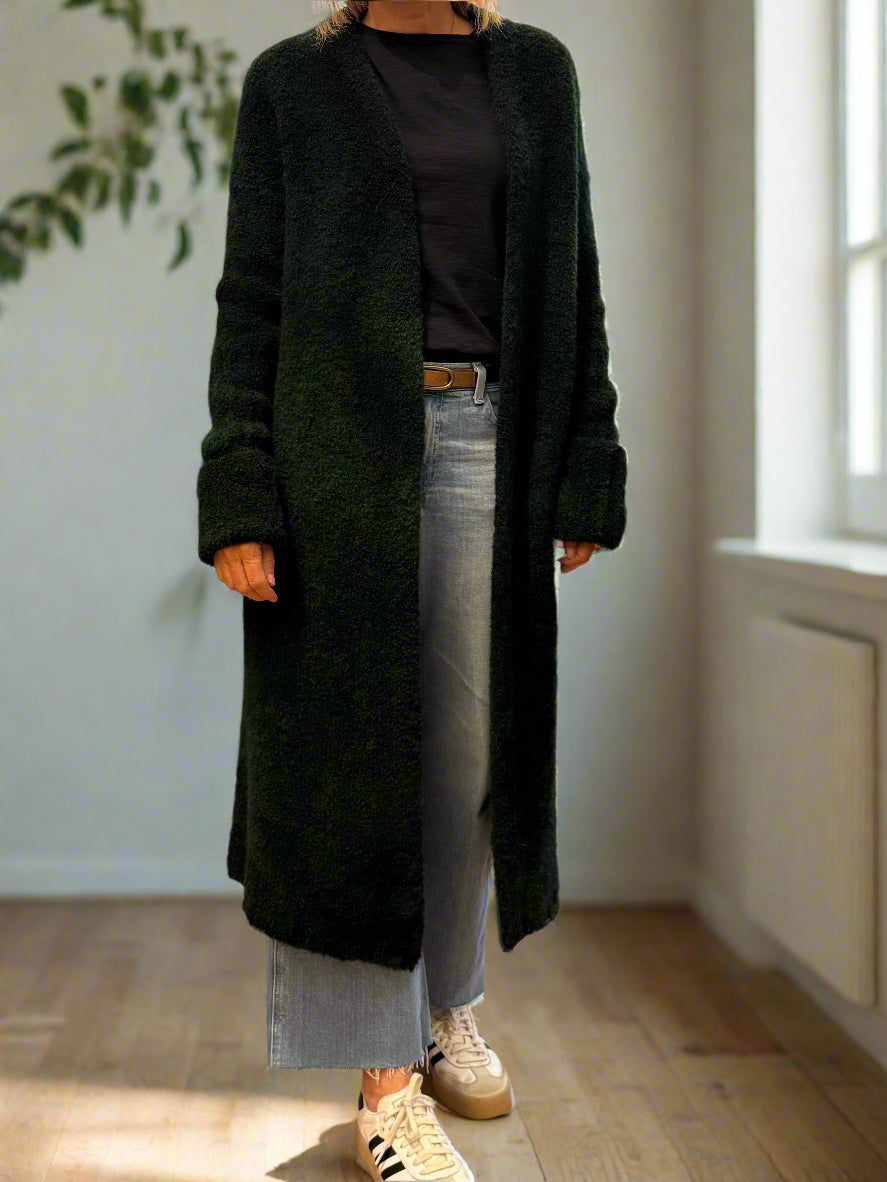 Overdyed Forest Green XLong Bouclé Cardigan