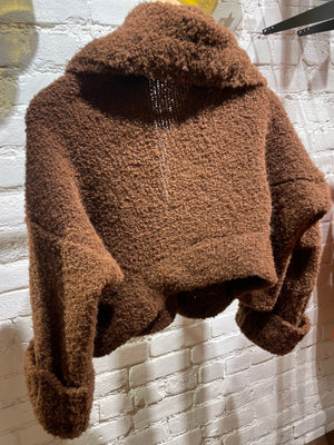 Chocolate Bouclé Cardigan