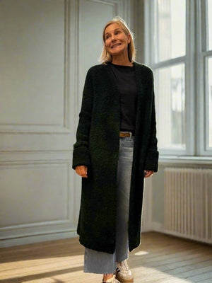 Overdyed Forest Green XLong Bouclé Cardigan