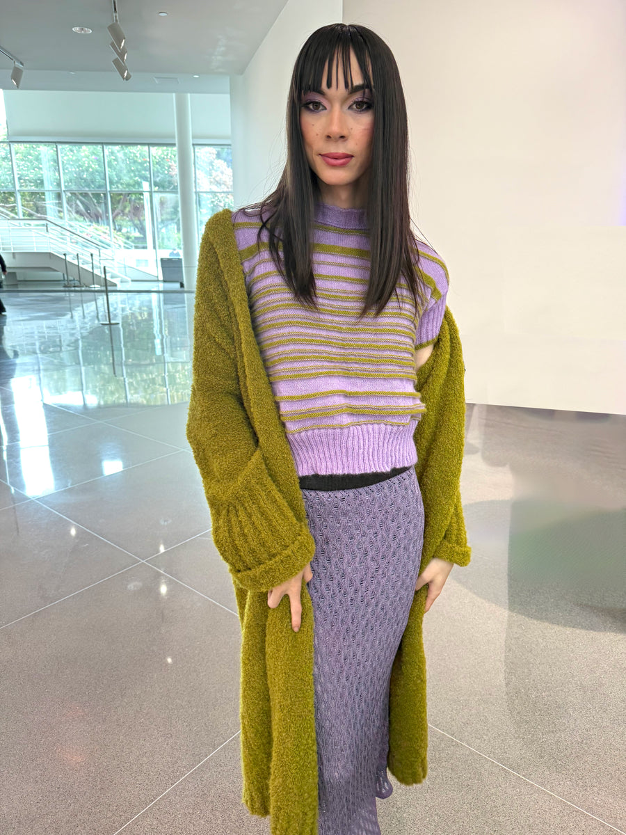 Matcha Knee Length Bouclé Cardigan