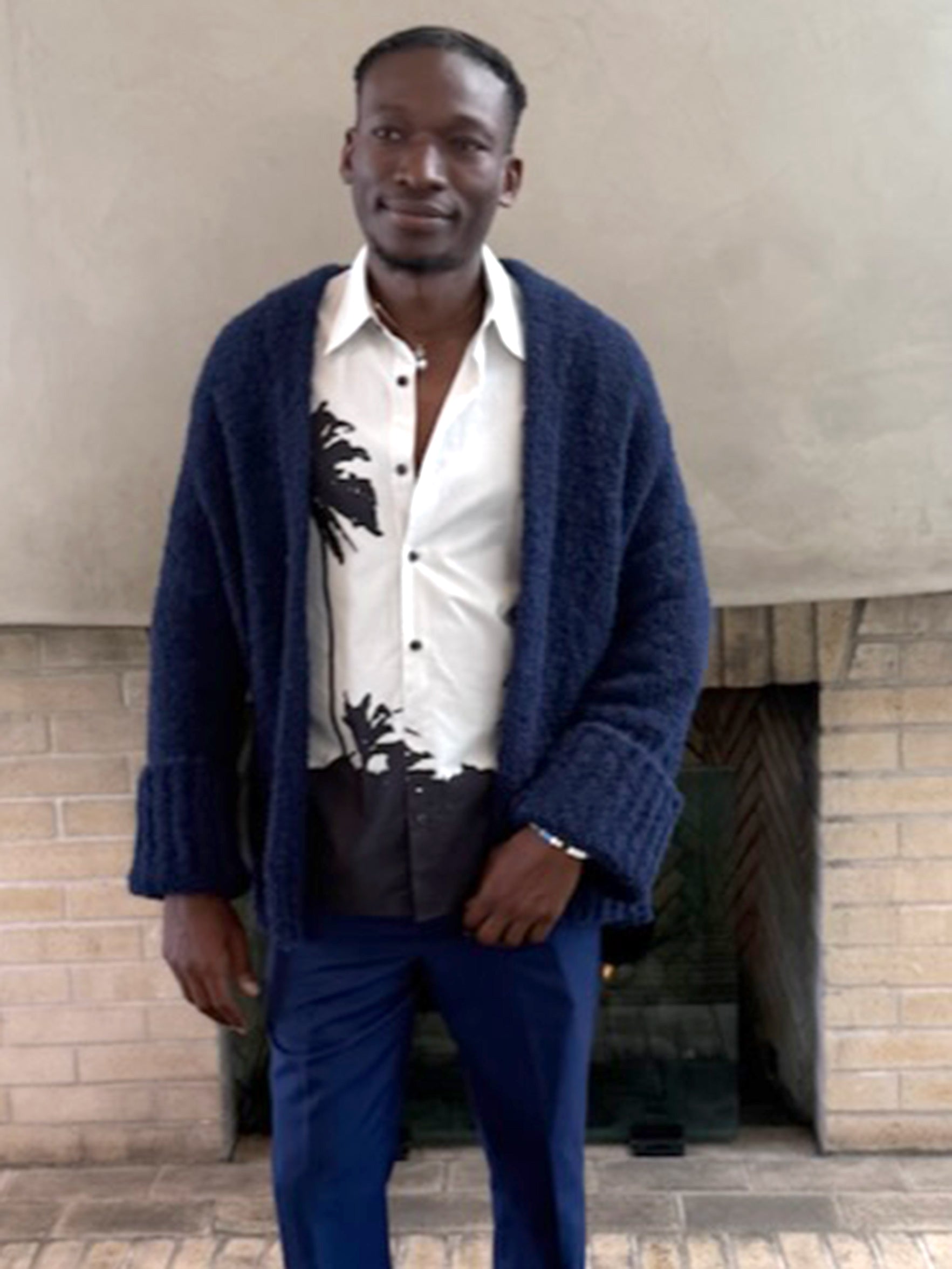 Navy Bouclé Cardigan Unisex - KENLYNN