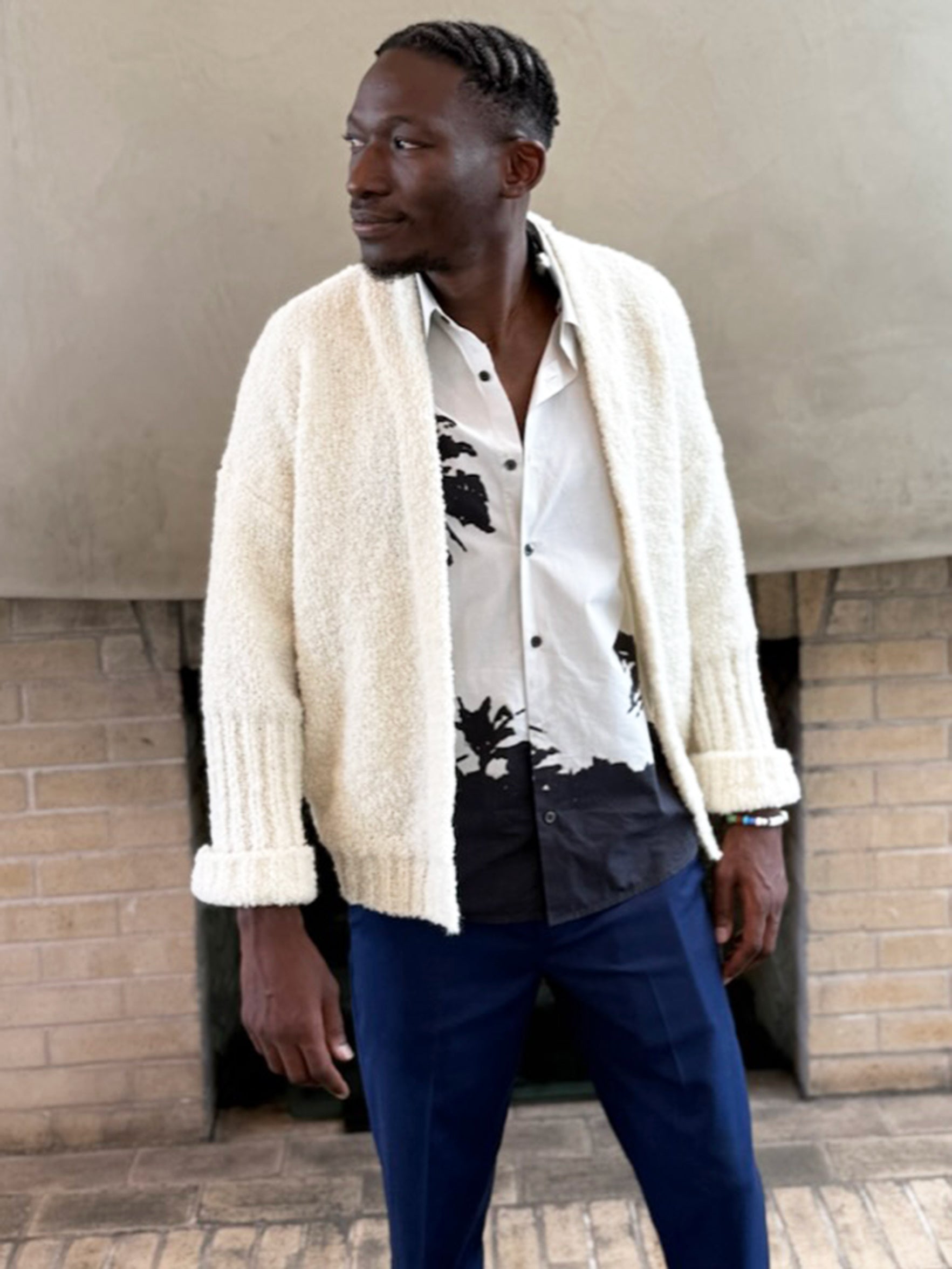 Ecru Bouclé Cardigan Unisex - KENLYNN