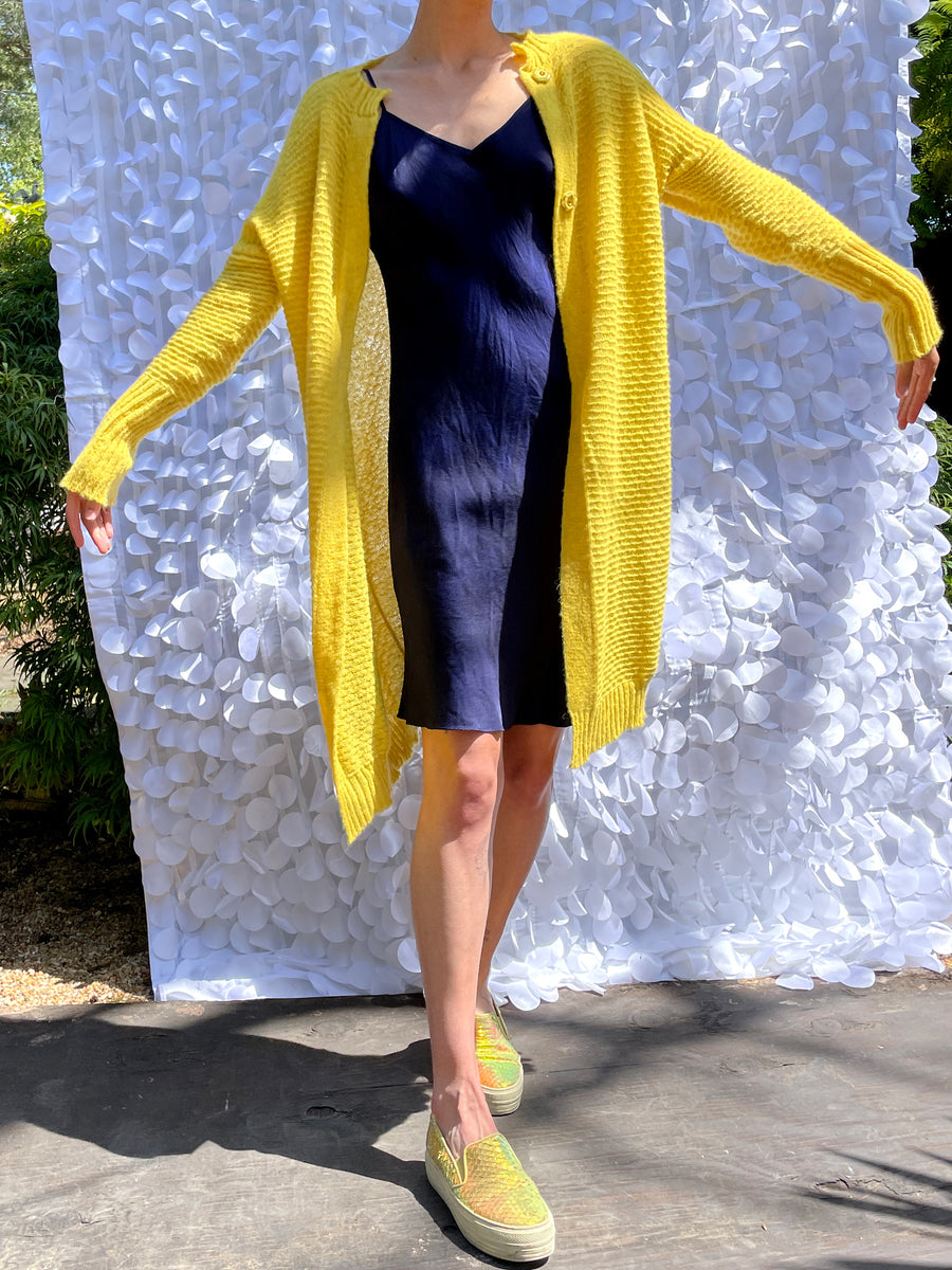 Long Sweetheart Cardy - Cashmere Yellow