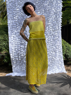 Diamond Pointelle Skirt - Yellow