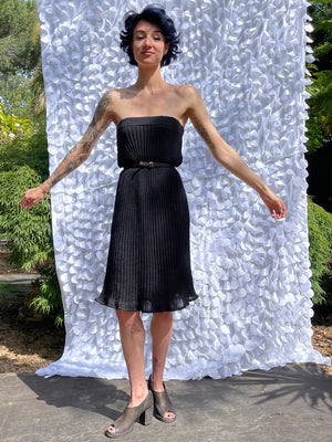 Ribbed Linen Silk Skirt - Black