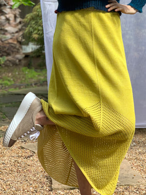 Linen Silk Pointelle Skirt Yellow