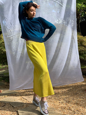 Linen Silk Pointelle Skirt Yellow